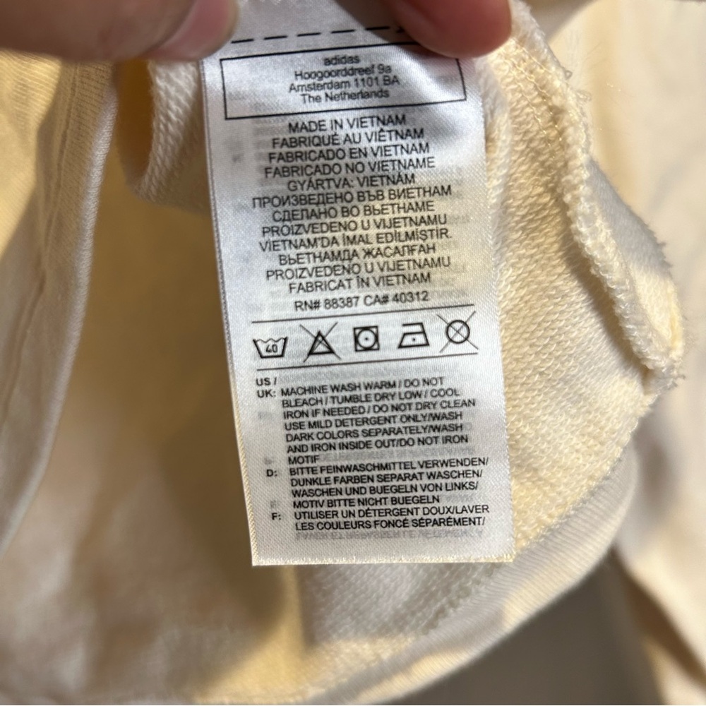 Adidas Original Women's Off-White cropped Hoodie with rhinestones logo size M - Picture 6 of 8